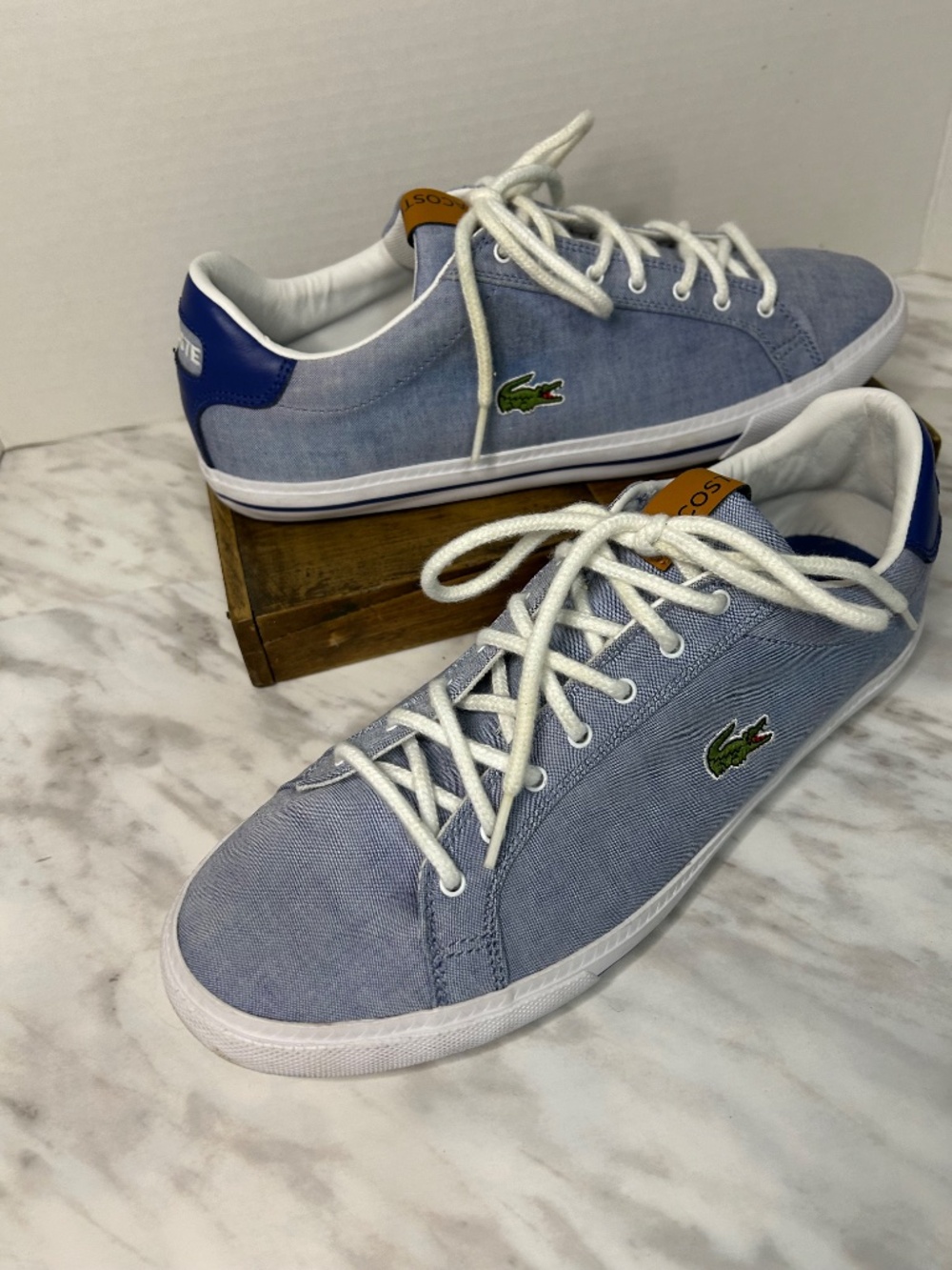 Chambray/Denim Lacoste Lace Up Sneakers